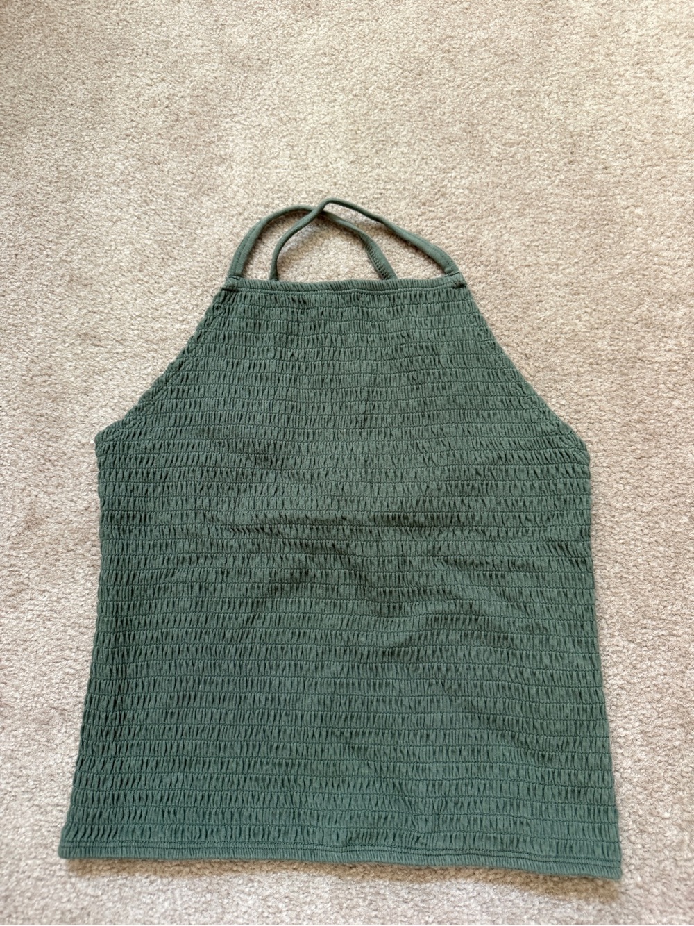 Hollister Olive Smocked Halter Tank